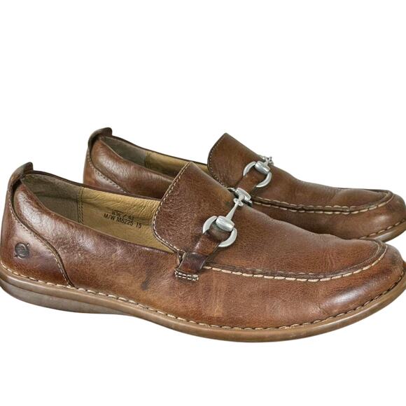Men’s Brown Born Leather Horse Bit Slip-On Loafers -Size 8.5 - Picture 7 of 8